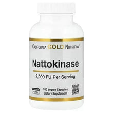 Nattokinase dietary supplement bottle with 180 veggie capsules label