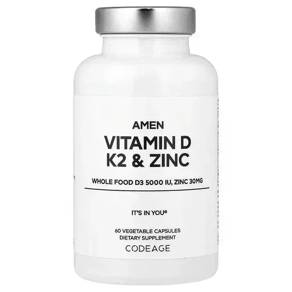 Codeage Amen Vitamin D, K2 & Zinc – 60 Vegetable Capsules - Mumzar
