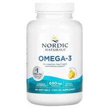 Nordic Naturals Omega-3 fish oil softgels bottle with lemon graphic