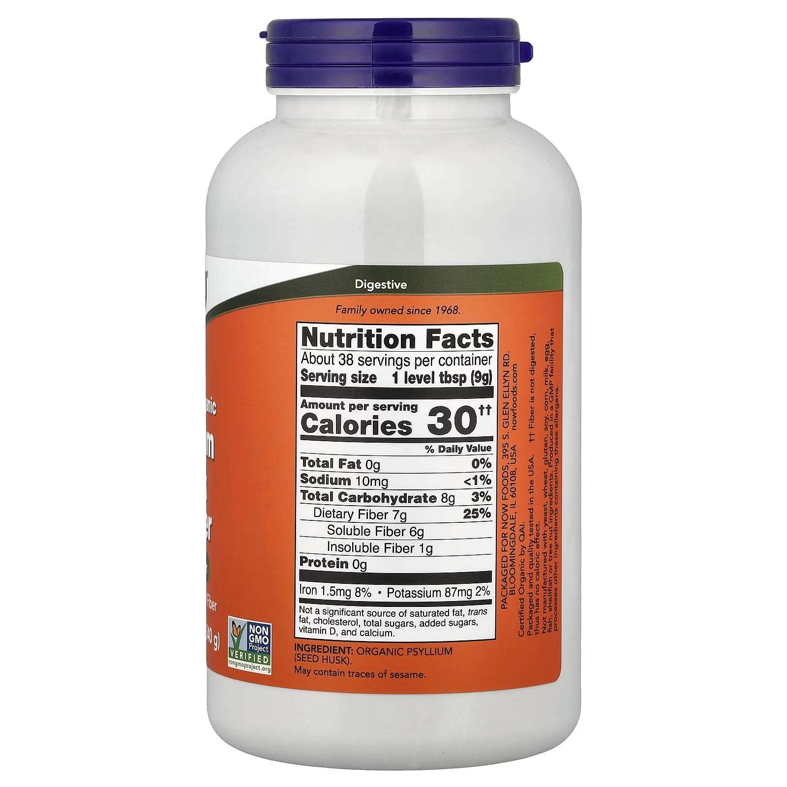 NOW Foods Certified Organic Psyllium Husk Powder – 12 oz (340 g)