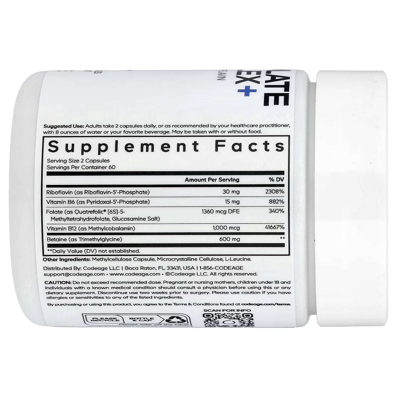 Codeage Methylfolate B Complex+ – 120 Vegetable Capsules