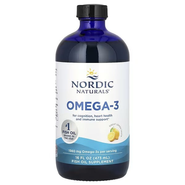 Nordic Naturals Omega-3 Liquid – Lemon Flavor, 1,560 mg, 16 fl oz (473 ml)