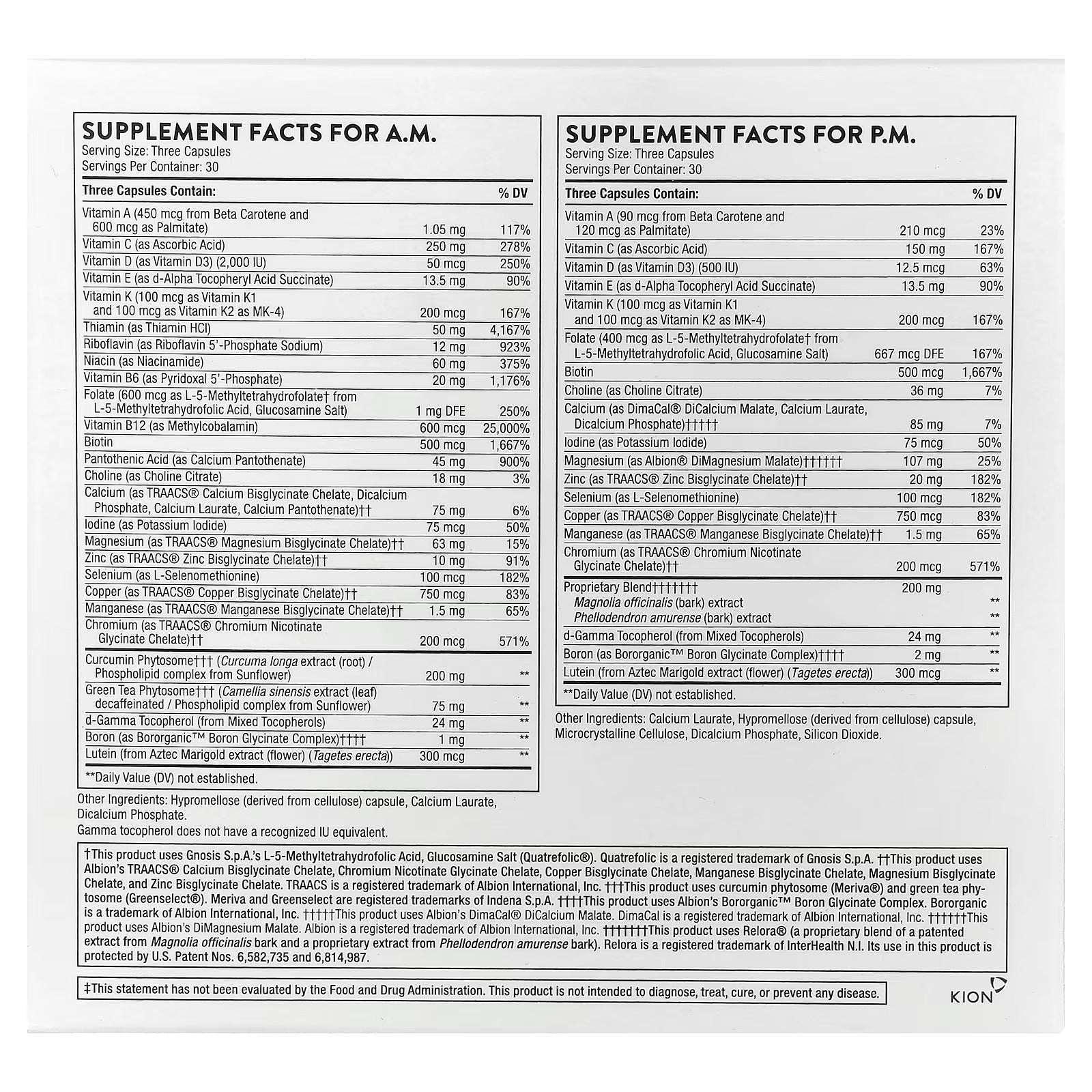 Thorne Multi-Vitamin Elite – A.M. & P.M. Formula, 2 Bottles (90 Capsules Each) - Mumzar