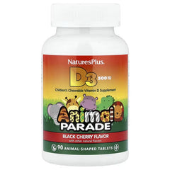NaturesPlus Animal Parade® Vitamin D3 – Black Cherry, 500 IU, 90 Animal-Shaped Tablets
