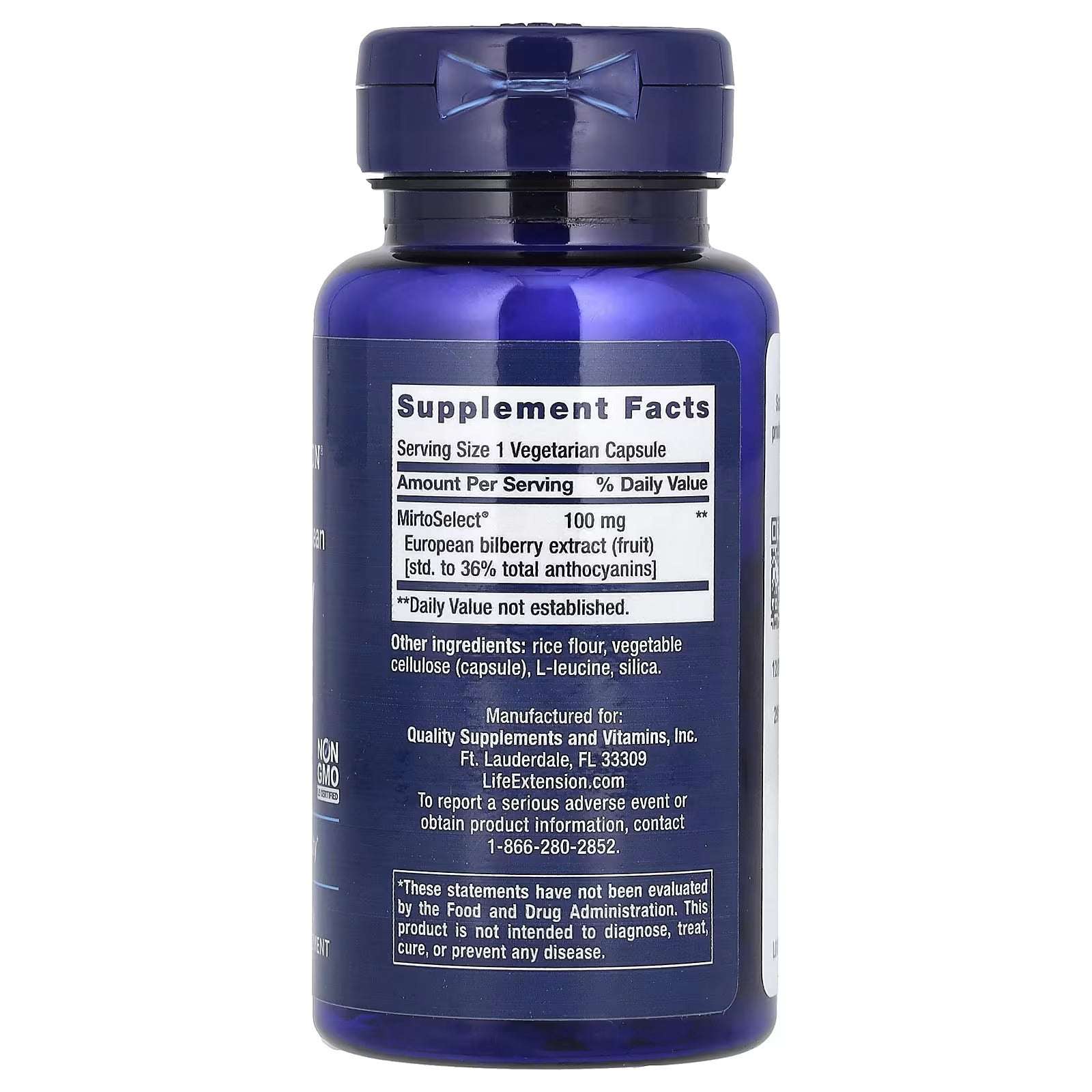 Life Extension European Bilberry Extract – 100 mg, 90 Vegetarian Capsules