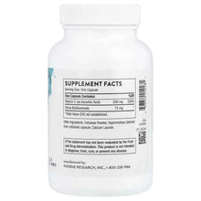 Thorne vitamin supplement bottle, back Supplement Facts panel