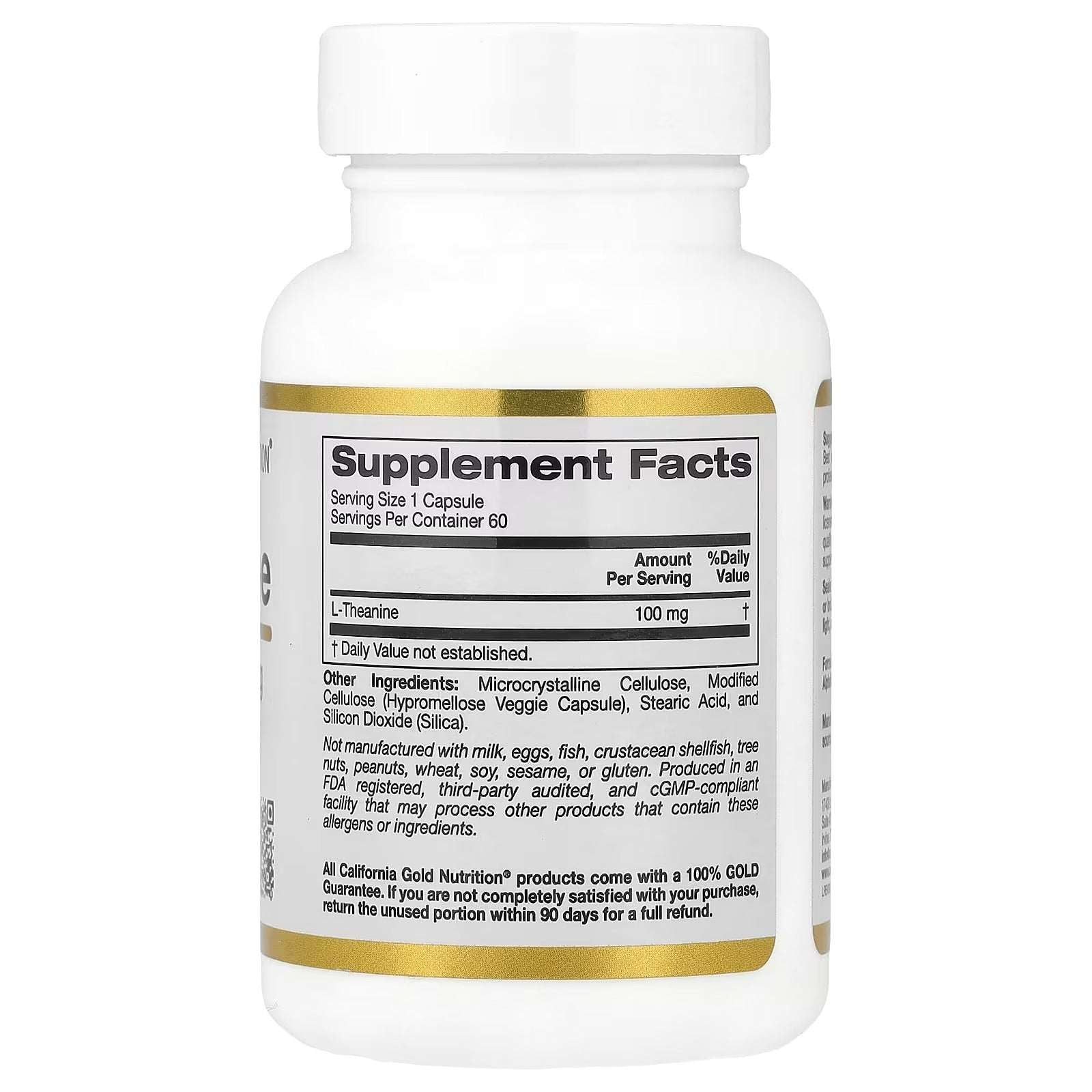 California Gold Nutrition L-Theanine with AlphaWave® – 100 mg, 60 Veg Capsules