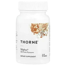 Thorne Siliphos milk thistle phytosome dietary supplement bottle with 90 capsules label