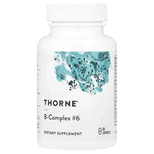 White bottle supplement with THORNE B-Complex #6 label, 60 capsules, white cap