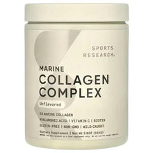 Unflavored marine collagen complex dietary supplement in cream plastic jar