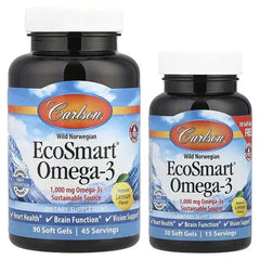Carlson, Wild Norwegian, EcoSmart® Omega-3, Natural Lemon, 120 Soft Gels - Mumzar