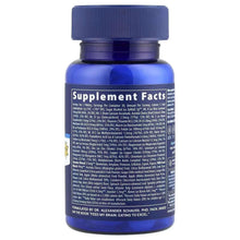Children's supplement bottle back label, blue bottle with Supplement Facts text