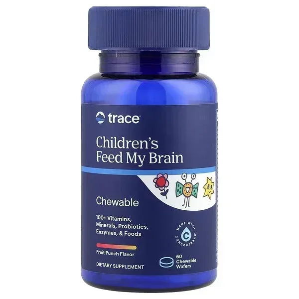 Trace Minerals Children’s Feed My Brain® – Fruit Punch, 60 Chewable Wafers - Mumzar