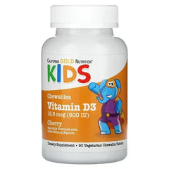 California Gold Nutrition Children’s Chewable Vitamin D3 – Natural Cherry, 500 IU, 90 Vegetarian Tablets - Mumzar