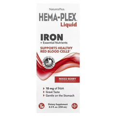 NaturesPlus Hema-Plex® Liquid – Iron + Essential Nutrients, Mixed Berry, 8.5 fl oz (250 ml) - Mumzar