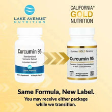 Two turmeric extract supplement bottles showing new vs old label design.