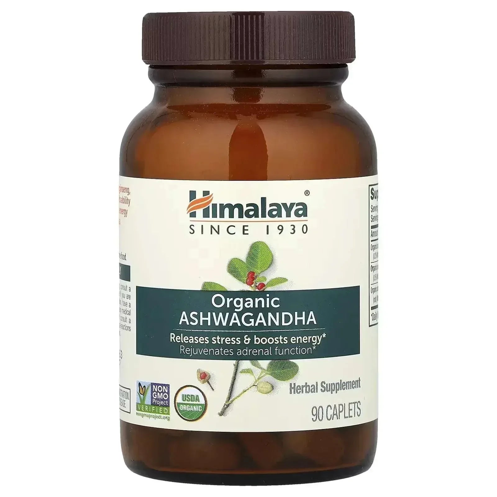 Himalaya, Organic Ashwagandha, 90 Caplets - Mumzar