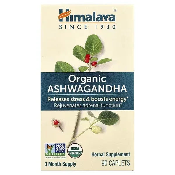 Himalaya, Organic Ashwagandha, 90 Caplets - Mumzar