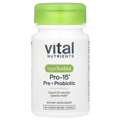 Vital Nutrients Hyperbiotics® Pro-15® – Pre + Probiotic, 60 Vegan Micro-Pearls - Mumzar
