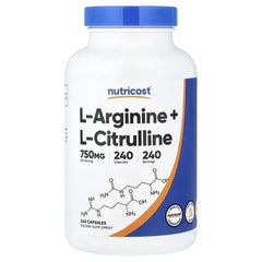 Nutricost L-Arginine + L-Citrulline – 240 Capsules - Mumzar