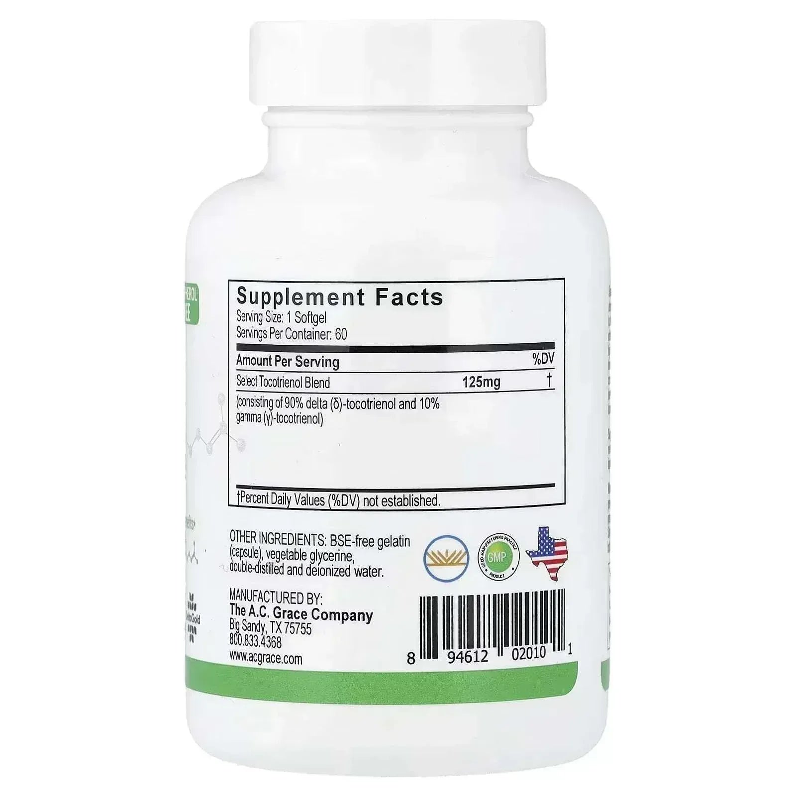A.C. Grace Company Unique E® Tocotrienol – 125 mg, 60 Softgels - Mumzar