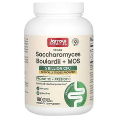 Jarrow Formulas Vegan Saccharomyces Boulardii + MOS – 5 Billion CFU, 180 Veg Capsules - Mumzar