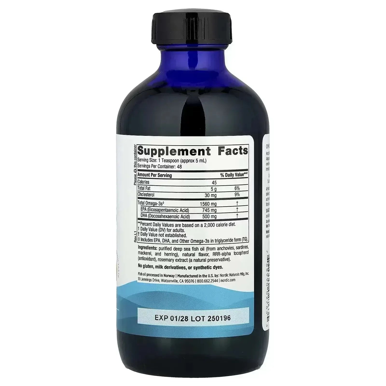 Nordic Naturals Omega-3 – Lemon, 1,560 mg, 8 fl oz (237 ml) - Mumzar