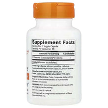 Supplement facts label on L-Theanine bottle back, orange cap, veggie capsules