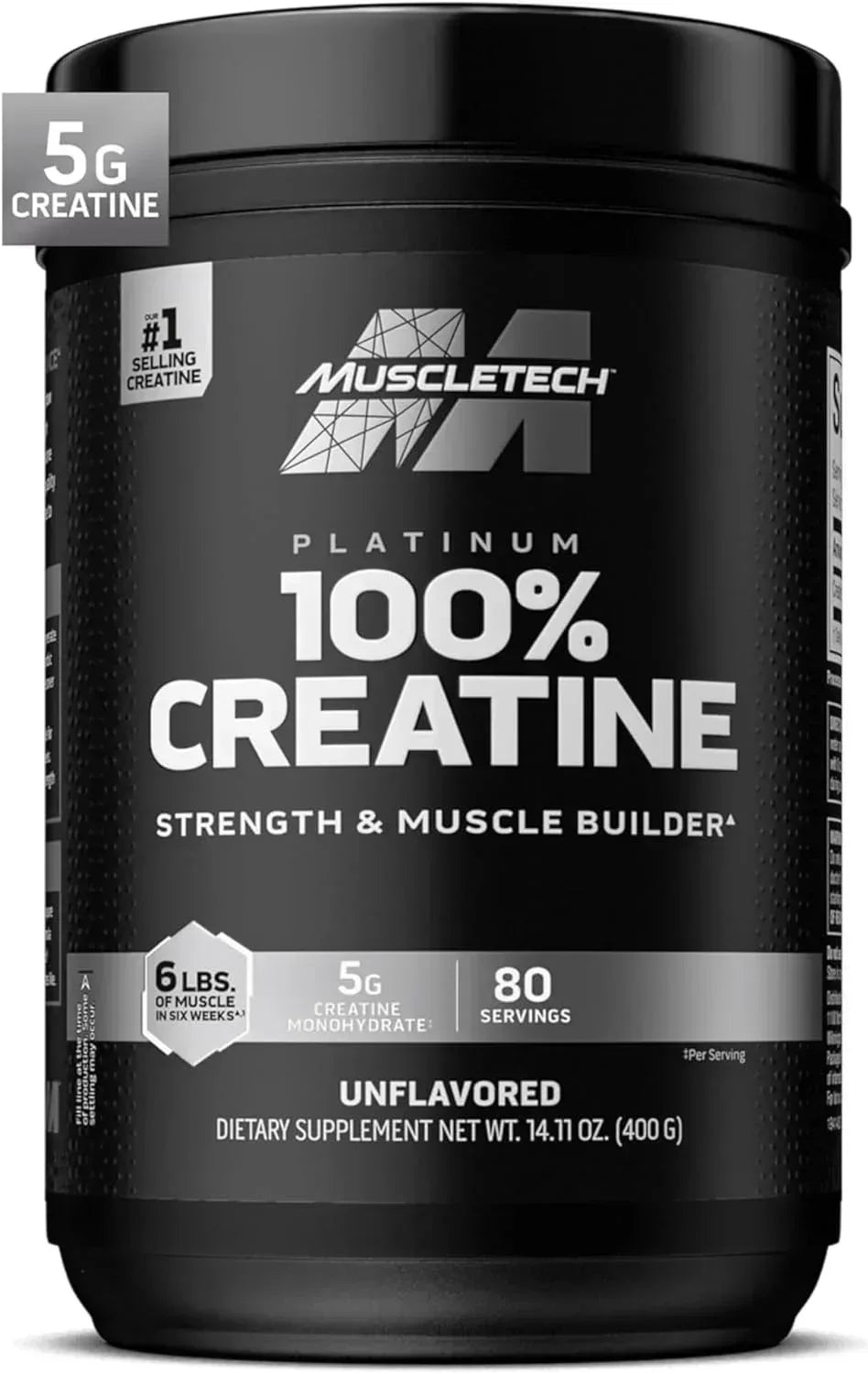 MuscleTech Platinum 100% Creatine Monohydrate Powder Pure Micronized Muscle Recovery, Helps Increase Muscle Power, Boost Strength and Enhance Performance for Men & Women, Unflavored 400 grams - Mumzar
