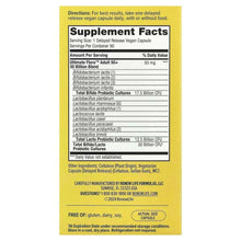 Probiotic supplement label with directions and supplement facts for delayed release vegan capsules