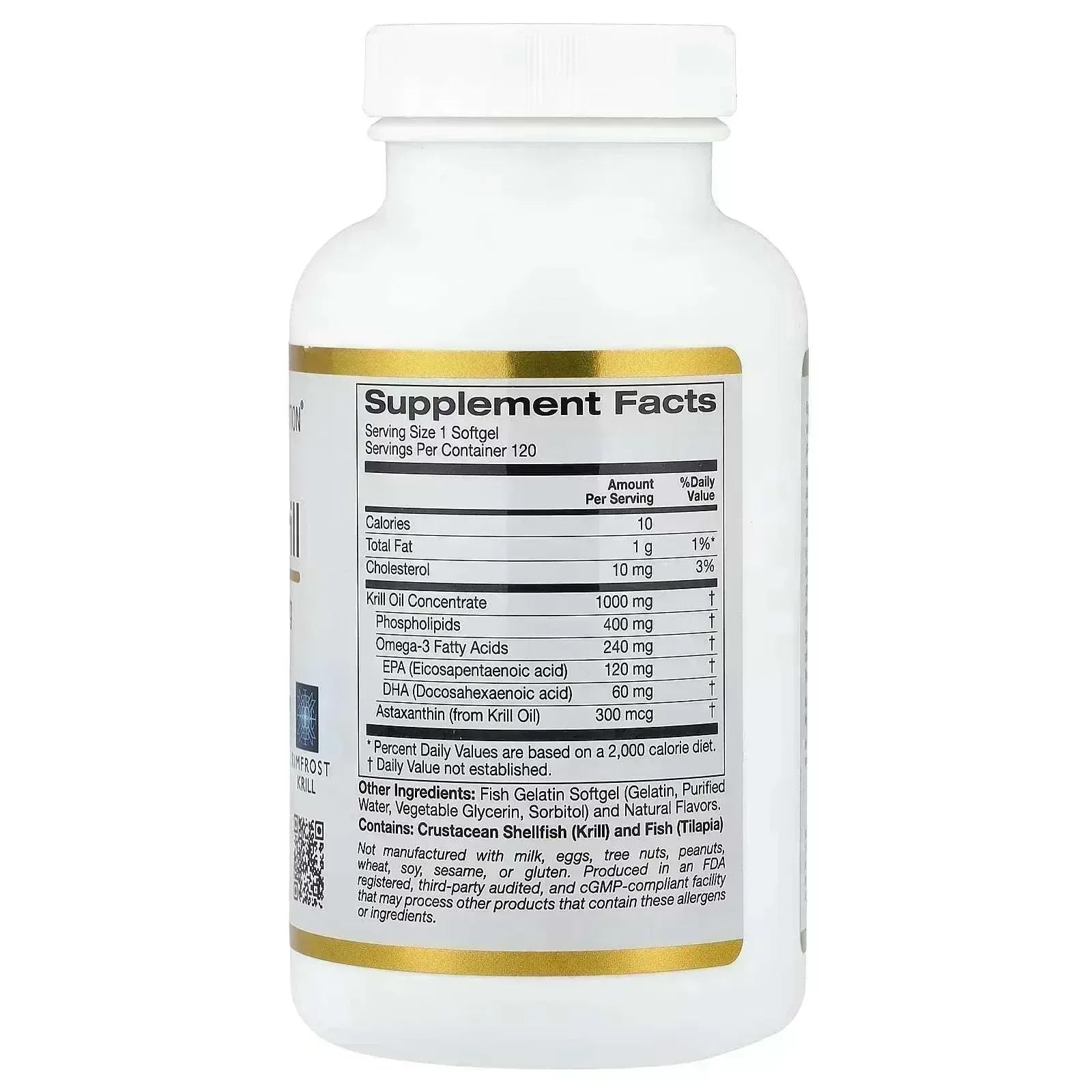 California Gold Nutrition Antarctic Krill Oil – Omega-3 Phospholipids with Astaxanthin, 120 Fish Gelatin Softgels - Mumzar