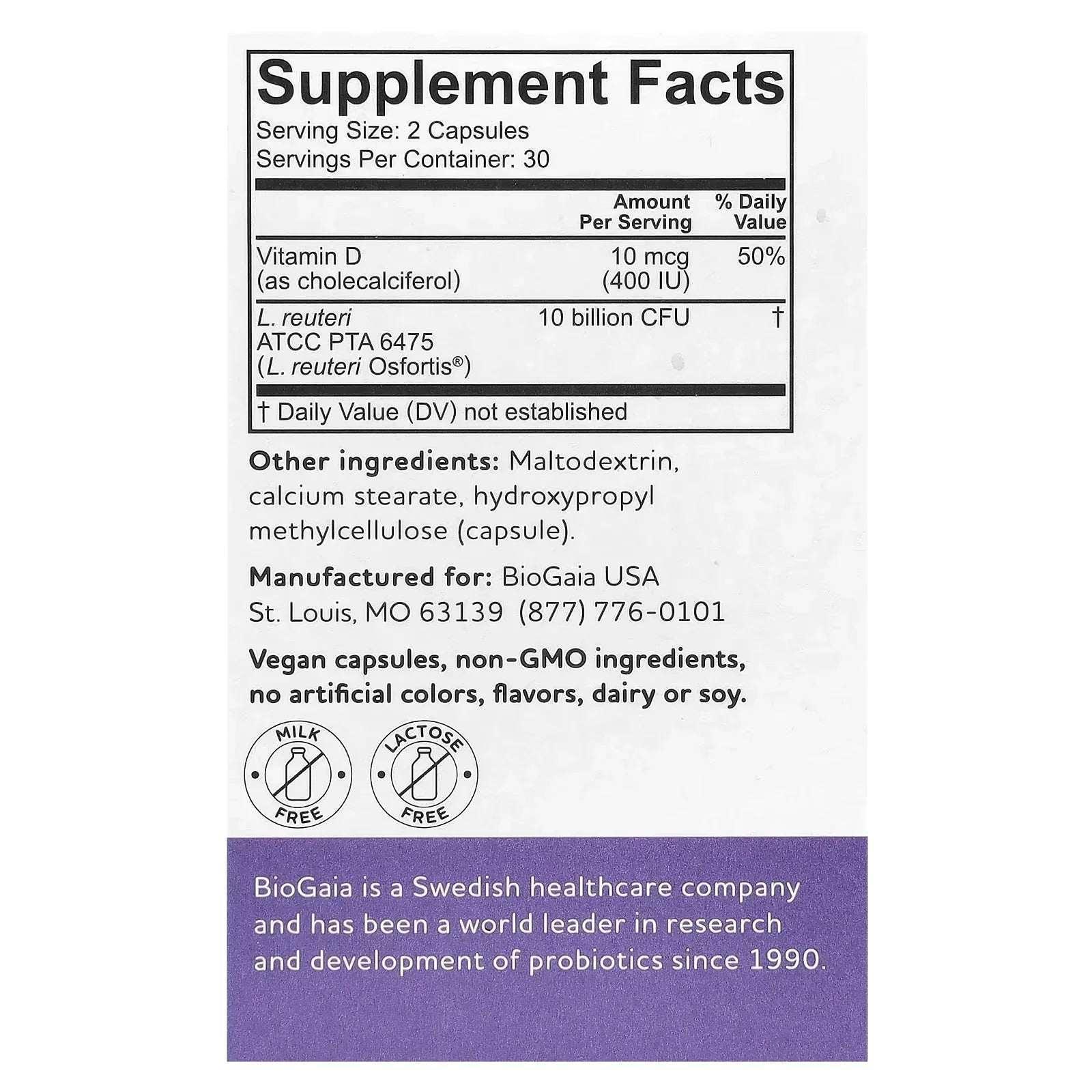 BioGaia Osfortis with Vitamin D – 60 Probiotic Capsules - Mumzar