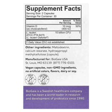 Supplement Facts panel for Osfortis probiotic capsules with vitamin D
