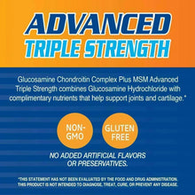 Advanced triple strength supplement label with Non-GMO and Gluten-Free badges