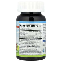 Kids chewable iron supplement bottle, Supplement Facts panel and directions