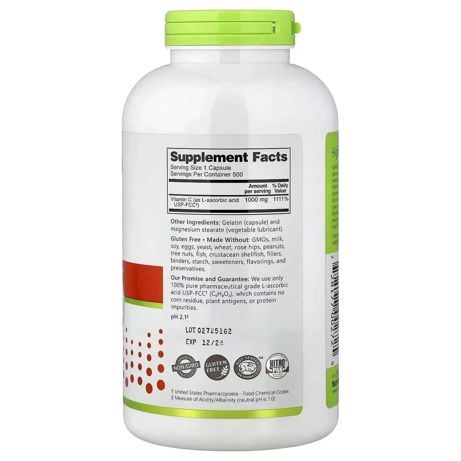 NutriBiotic, Immunity, Vitamin C, 1,000 mg, 500 Capsules - Mumzar