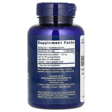 Life Extension Ginkgo Biloba supplement facts label on dark blue bottle