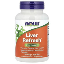Supplement bottle with blue cap and Liver Refresh orange label