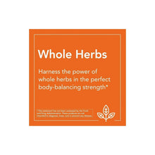 Whole Herbs label card with heading text and leaf icon badges