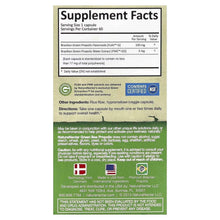 Green bee propolis supplement facts label for 60 vegetable capsules