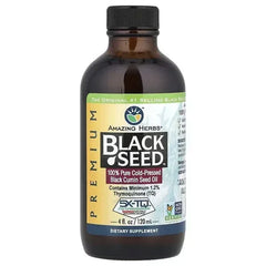 Amazing Herbs Black Seed™ Oil – 100% Pure Cold-Pressed Black Cumin Seed Oil, 4 fl oz (120 ml) - Mumzar