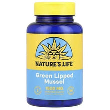 Nature's Life green lipped mussel supplement bottle, blue and yellow label, 90 count