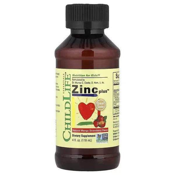 ChildLife Essentials, Zinc Plus™, Natural Mango Strawberry, 4 fl oz (118 ml) - Mumzar
