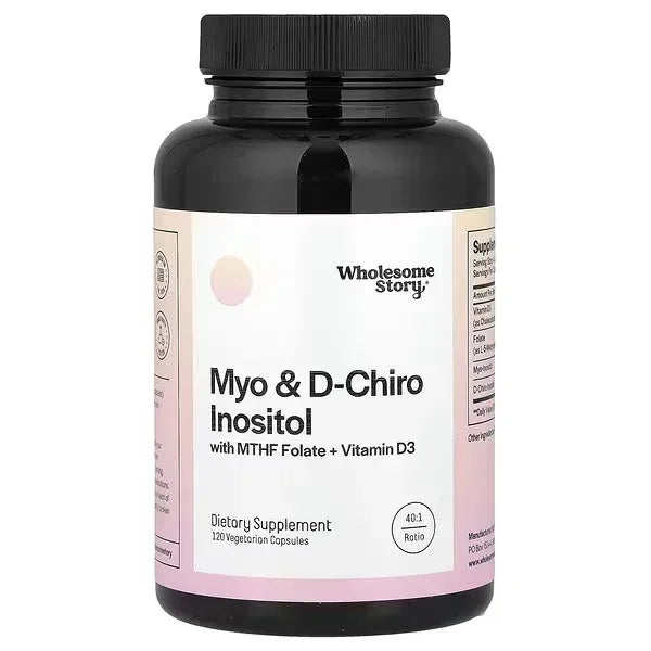 Wholesome Story Myo & D-Chiro Inositol with MTHF Folate + Vitamin D3 – 120 Vegetarian Capsules - Mumzar