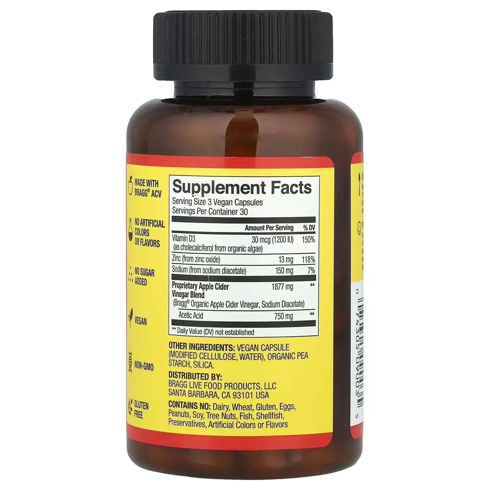 Bragg Apple Cider Vinegar Capsules – 90 Capsules - Mumzar