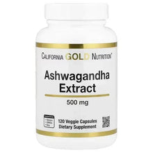 California Gold Nutrition ashwagandha extract bottle, 500 mg, 120 veggie capsules