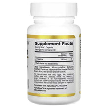 L-Theanine 100 mg supplement facts panel on bottle with ingredients and serving size
