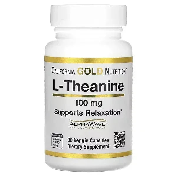 California Gold Nutrition, L-Theanine, Featuring AlphaWave, 100 mg, 30 Veggie Capsules - Mumzar