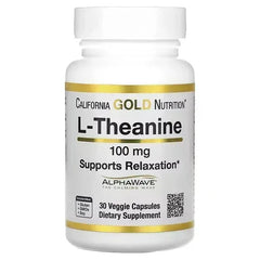 California Gold Nutrition, L-Theanine, Featuring AlphaWave, 100 mg, 30 Veggie Capsules - Mumzar