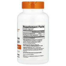 Doctor's Best CoQ10 supplement bottle back label with Supplement Facts panel